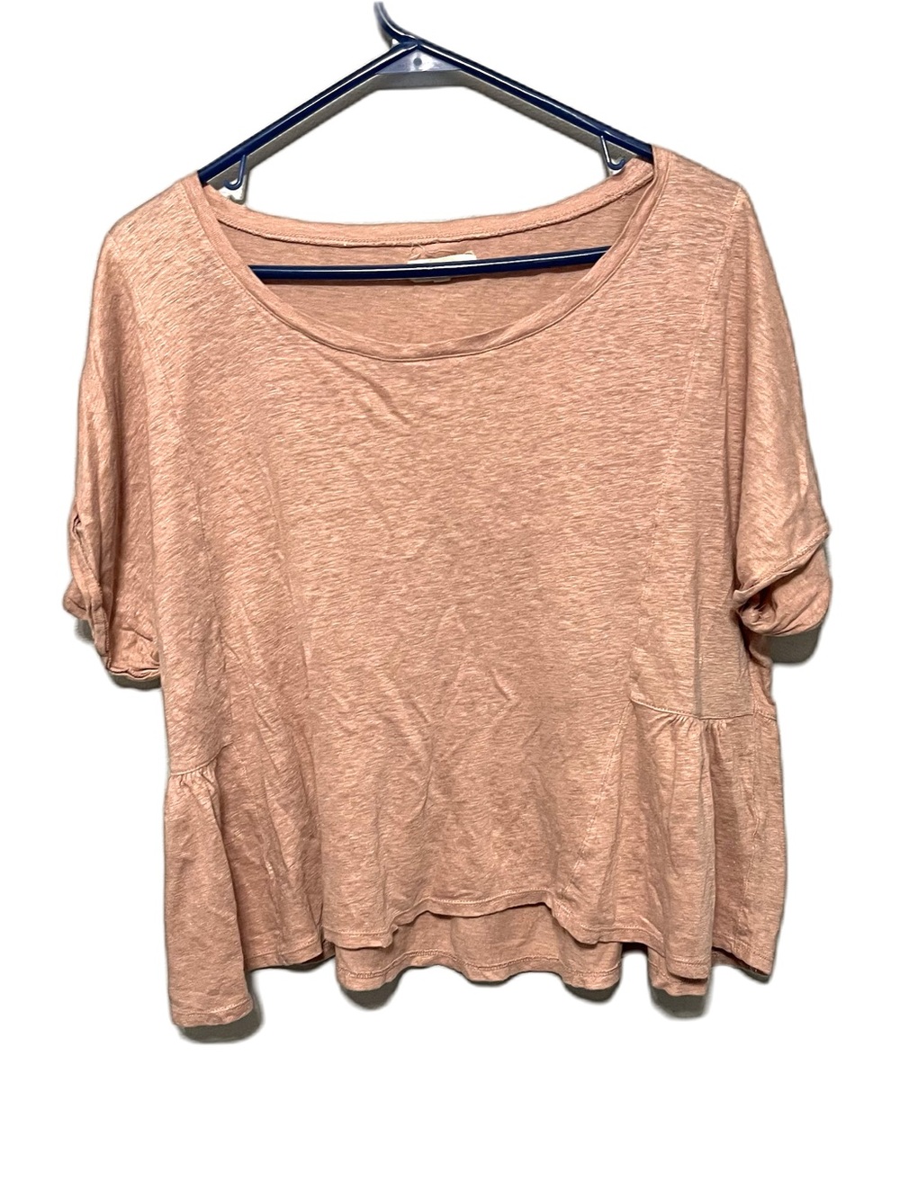 Madewell 100% Linen Baby Doll Shirt Pink Short Sleeve Womens XL